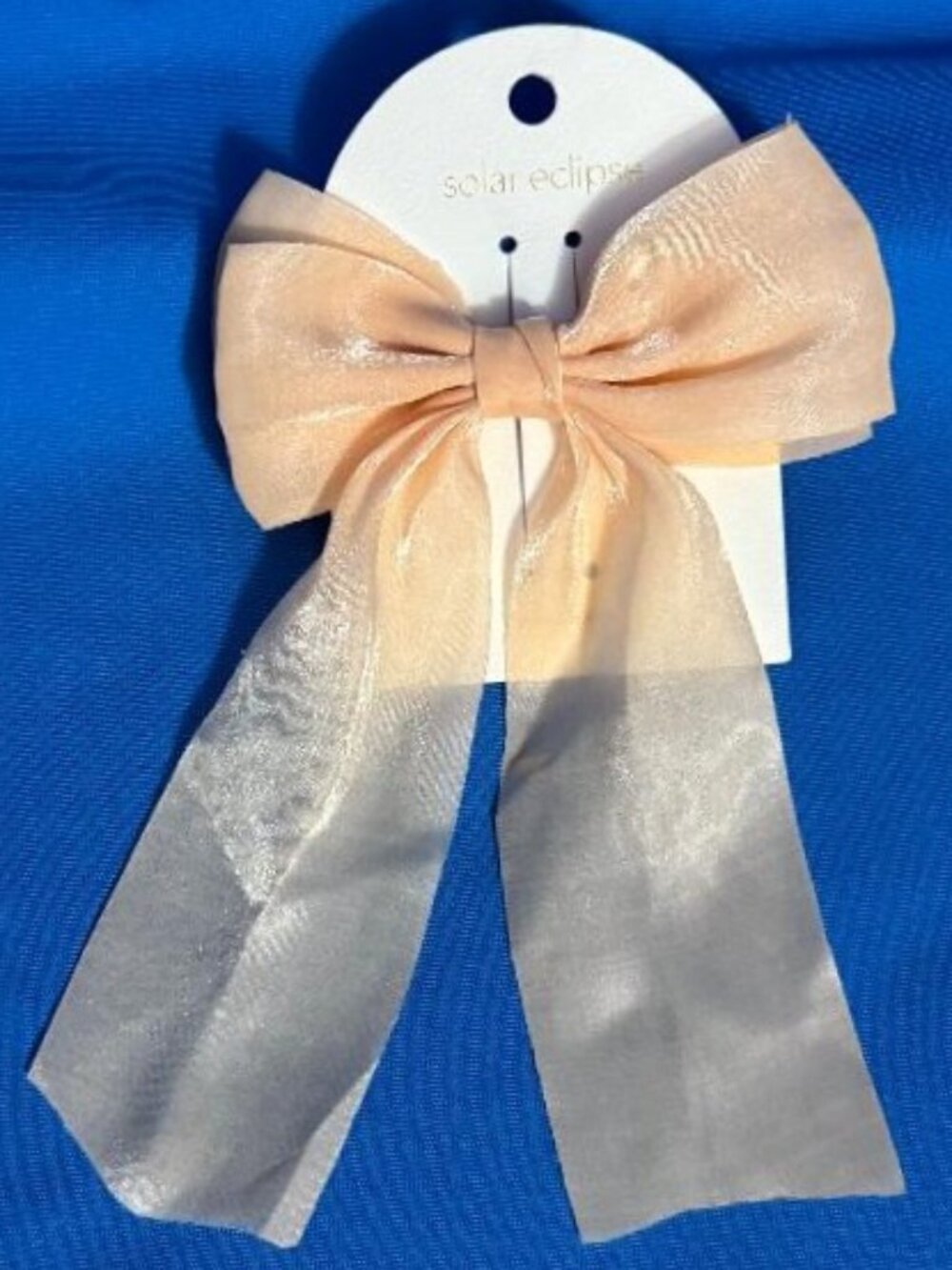 NEW GORGEOUS ORGANZA PEACH PEACHY BEIGE COLOR SHIMMERY SPARKLE HAIR BOW BARRETTE